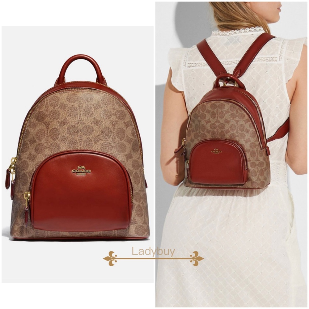 ❇️NWT Coach retail Carrie Backpack 23 In Signature Canvas